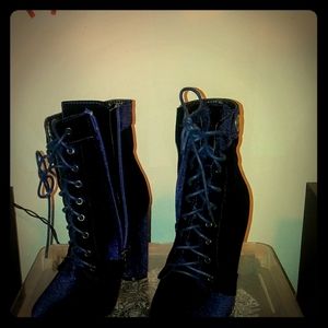 Catherine Malandrino Blue Velvet Boots